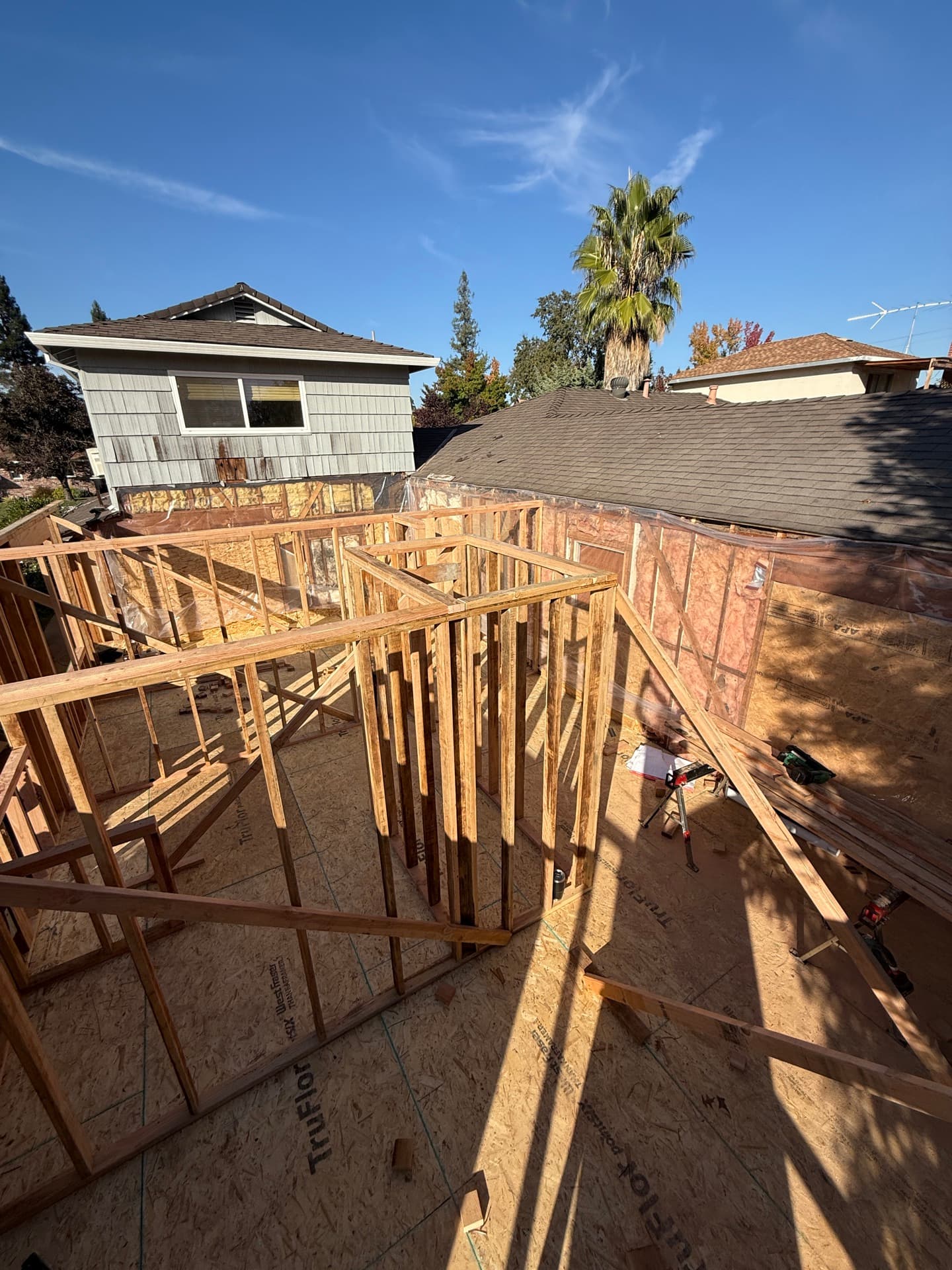 Sacramento ADU construction in progress — roof framing by Future Generation Construction